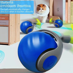 Cats Toy Ball Smart Electric Ball for Cats With Feather Teaser Intelligent Automatic Movement Active Scrolling Pet Toys Supplie