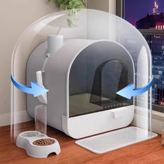 ‌Extra Large Cat Litter Box with Drawer, Closed Design Prevents Splash & Odor, High-Sided Cat Sand Pan, Easy Clean for Big Cats