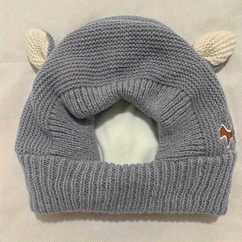 Quiet Dog Ears, Noise Protection Knitted Dog Hat, Warm Winter Cap for Dogs and Cats, Suitable for Medium to Large Pets, Orange