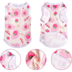 Pink Dog Shirts Cute Summer Dog Clothes Soft Pet TShirt Printed Puppy Shirt for Small Medium Dogs Cats Girl Strawberry1M