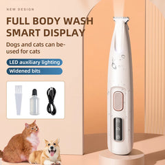 Portable Dog Paw Trimmer with Led Light - Pets Nail Grinder Shaver Clipper - Rechargeable Cordless Nail Grooming Tools for Cats