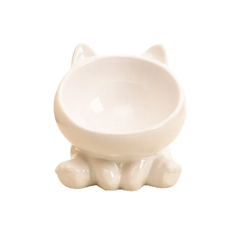 Washable Plastic Cat Bowl Cute Diagonal Big Feet Design Protect Cervical Spine Pet Drinking Bowl for Cat Dog Pet Supplies