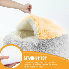 Cat Bed Round Plush Fluffy Hooded Cat Bed Cave,Cozy for Indoor Cats or Small Dog beds,Pet Beds Doughnut Calm Anti-nxiety Dog Bed