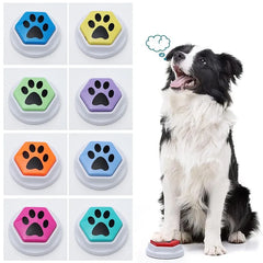 Dog Squeak Toys With Paw Print Hexagonal Recordable Talking Sound Button Dog Toy Interactive Voice Buttons For Communication Dog
