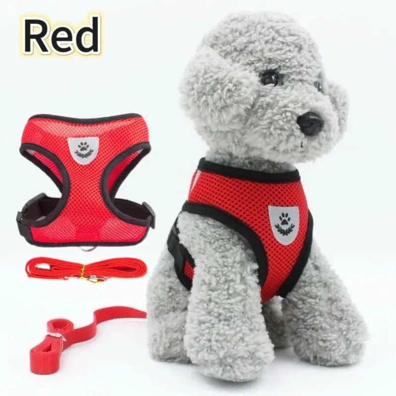 Summer Cat Dog Harness Lead Leash Adjustable Vest Polyester Mesh Breathable Harnesses Reflective for Small Dog Cat Lesah