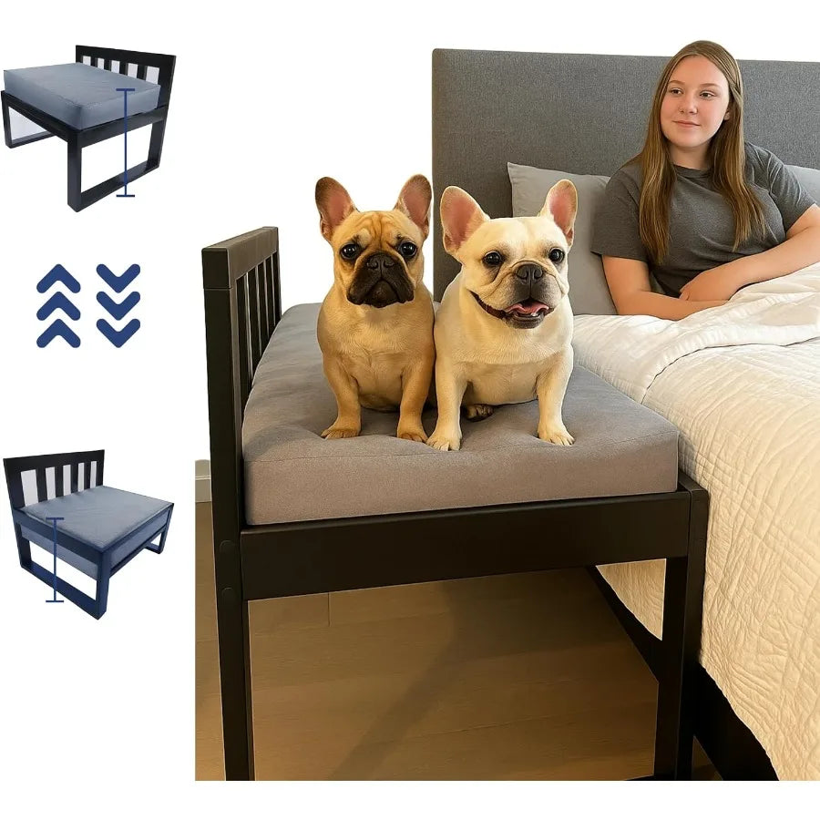 Wooden Dog Bed Frame with Adjustable Legs for Pet Sleeper and Raised Bunk Design Ideal Extension for Human Bed Includes Free Ma