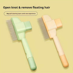 Pet One Button Self Cleaning Pet Grooming Gloves Brush Comb Hair Remover and Massage Tool for Cats and Dogs Easy Grooming