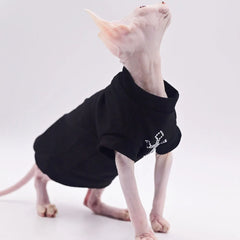 Hairless Cat Clothes Sphinx Deven Black Soft Breathable T-shirt Pet Clothes For Small Dogs Shirt Clothing for Cats