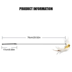 Cat Toys Teaser Wire Fish Funny Cat Rod Fishing Rod Feather Bell Funny Cat Stick Pet Interactive Replaceable Head Accessories