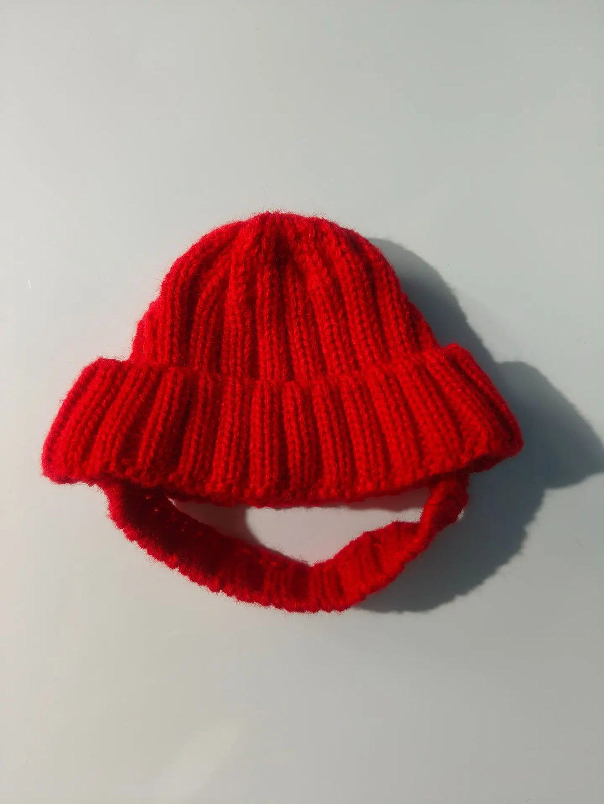 Christmas Pet Knitted Hat, Red Warm Dog Beanie with Ear Holes, Festive Winter Pet Headwear for Small Medium Dogs, Xmas Gift