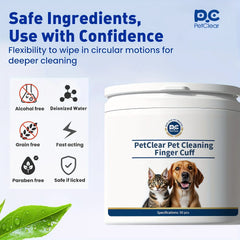 PETCLEAR 50PCS Pet Grooming Finger Wipes, Dog Cat Tear Stain Removal, Multi-Use Eye Ear Teeth Clean, Natural Convenient Wipes