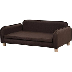 Big Sized Dog Bed with Wooden Frame for Large Medium Pets - Premium Linen Fabric Pet Sofa Couch with Washable Cushion Ideal for