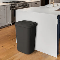 13.3 Gallon Kitchen Trash Can, Plastic Touch Top Lid Garbage Bin with Odor Control, Black Bathroom Waste Bin