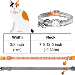 2PCS Cat Collar Safety Elastic Adjustable Neck Strap With Bell For Kitten Puppy Pet Leash Accessories Reflective Cat Collar