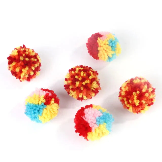 Funny Cat Toys Colorful Woolen Ball Interactive Boredom Relief Kitten Toy Chasing Indoor Playing Plush Balls Pet Supplies