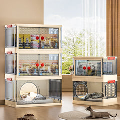 Multifunctional Cat Villa Large Indoor Pet Cage Multilayer Transparent Dog House Folding Luxury Cats Villa Bed with Storage Box