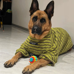 Stripe Fleece Dog Sweater Turtleneck Sweatshirt, Winter Shirt Dog Clothes for Medium Large Dogs, Pet Apparel Pullover Jumper
