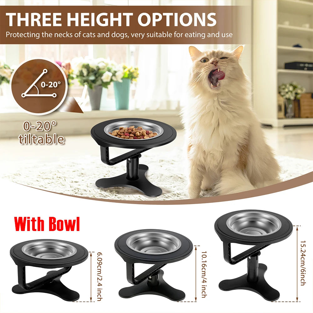 Adjustable Dog Bowl Stand Stable Elevated Dog Bowl Stand With Stainless Steel Bowl 2 Placement Modes Non Slip Tilted Pet Bowl