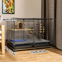 Large Multi-Layer Squirrel Cage for Home Use, Suitable for Young Pets Like Sugar Gliders, with Tray and Reinforced Structure