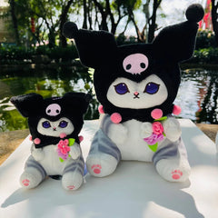 12/20cm Kawaii Shark Cat Turn Into Co Branded Ugly Fish Kuromi Melody Cinnamoroll Plush Plush Series Toy Keychain Gift for Kids