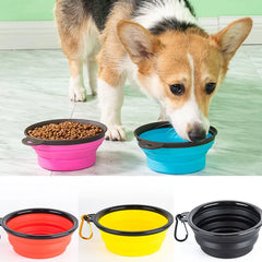 Dog Folding Bowl Portable Dog Travel Pet Food Water Bowl for Outdoor Walking Silicone Cat Dog Food Water Bowl Lip GS03