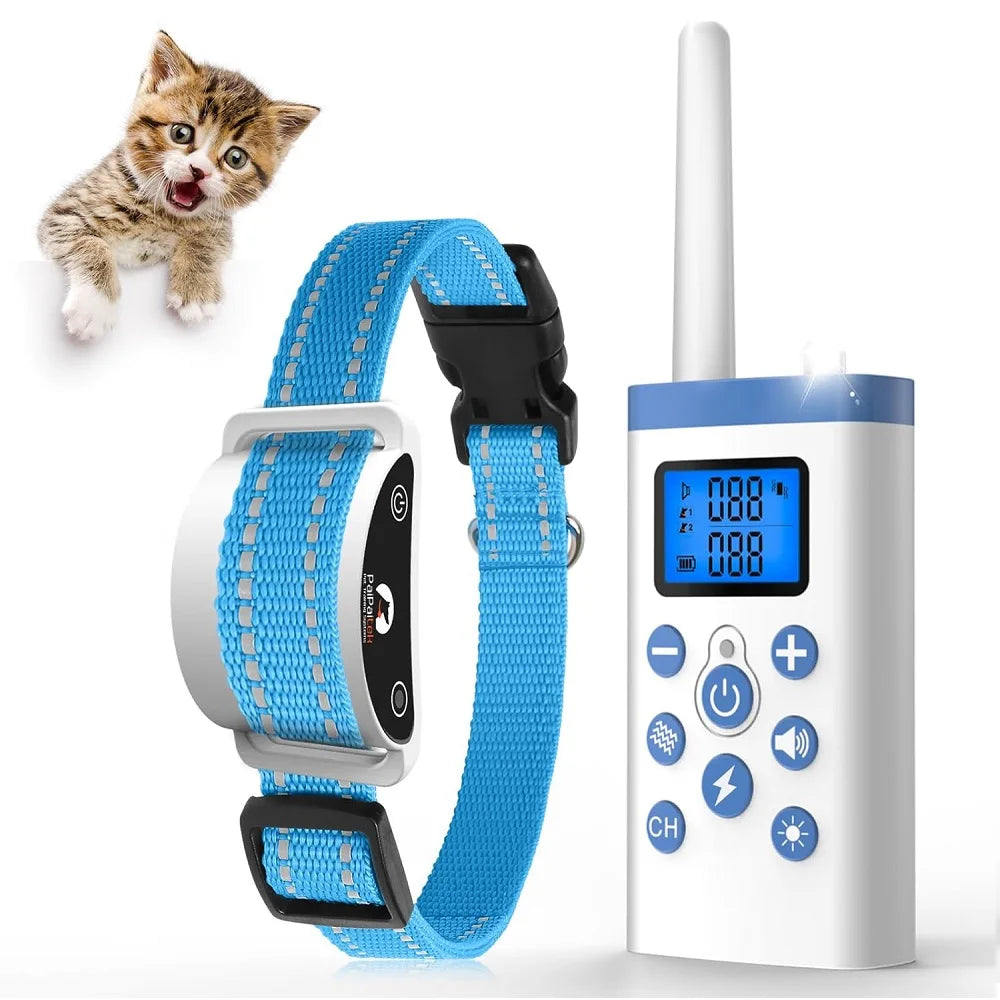 Cat Stop Meowing Collar,Remote Control/Automatic Two-in-one Anti-Meow Training Collar, Cat Accessories Shock Collar with Remote