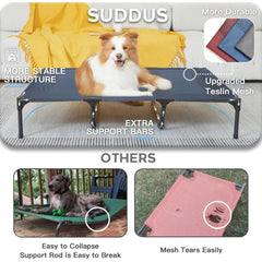 X-Large Blue Waterproof Portable Dog Bed, Elevated Outdoor & Indoor Use, Easy to Clean