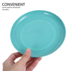 8Pcs Cat Food Bowls Shallow Plastic Sky Blue Wide Flat Plates for Kittens Short-Legged Cats Indoor Feeding Station