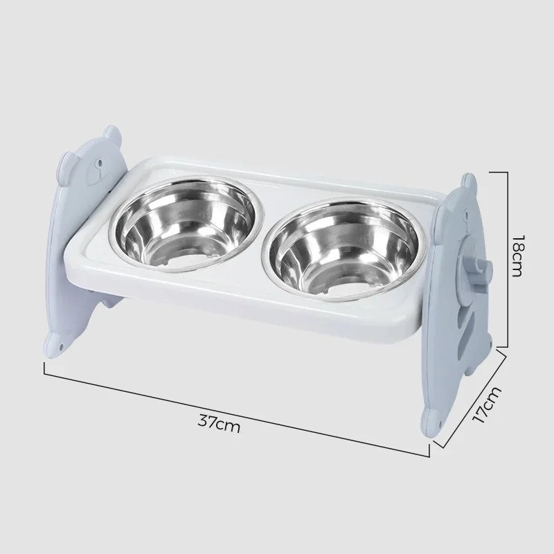 Elevated Pet Bowl for Small Dogs and Cats-Tilted Adjustable Raised Dog Bowls with 3 Stainless Steel Non-Slip Feeder Dog Bowls