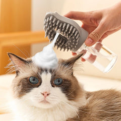 Pet Bath Brush with Soap Dispenser: 2-in-1 Massage & Cleaning Tool for Dogs & Cats - Gentle Exfoliating and Lathering