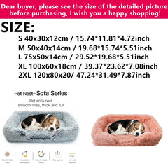 Plush square large dog bed for all seasons, comfortable and soft cat sofa bed with raised edges, removable plush cover dog bed,