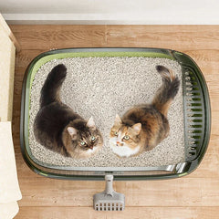 Cat Litter Box Semi-enclosed Cats Toilet Plastic Durable Pet Bedpans with Litter Scoop Anti-Splash Kitten Toilet Cat Supplies