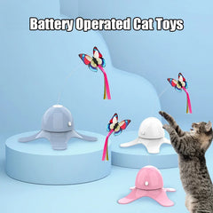 Cat Toys Electric Self-Hi Butterfly Turntable Toys Not Easily Poured Smart Teaser Cats Stick Replaceable Butterflies Supplies
