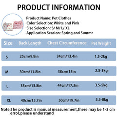 Summer Breathable Pet Clothing for Cat Cute Dog Clothing for Small Dog Vest Ruffled Strawberry Small Cat Clothes Pet Clothes