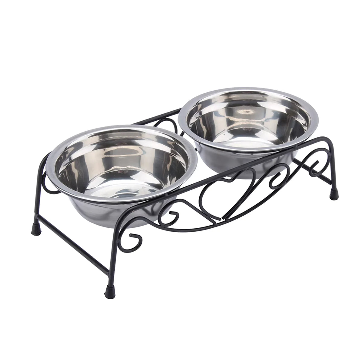 ZK20 Stainless Steel Double Dog Cat Food Water Bowls Feeder Dishes Shelf Stand