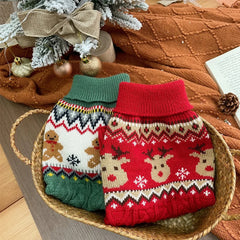 Christmas Red Green Reindeer Pet Sweater Winter Warm Knitted Pullover Sweatshirt Small Medium Dog Cat Clothes