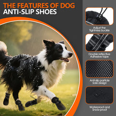 Pet Dog  Anti Slip Shoes Waterproof Reflective Dog Boots Footwear Breathable Anti-Skid Pet Shoes for Medium Large dogs 4pcs/set