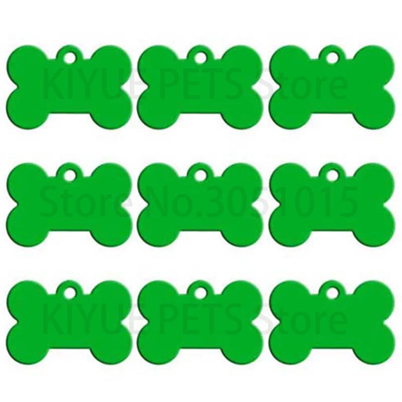 Wholesale 20pcs Bone Double Sides Personalized Dog ID Tags Aluminum Customized Cat Puppy Name Phone No.  Tags Plate Keyrings