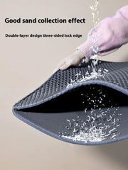Large Waterproof Double Layer Cat Litter Mat Non-Slip Washable Pet Litter Box Mat Durable Sand Trapper Easy Clean Cat Toilet Mat
