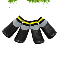 1Set Waterproof Pet Dog Rubber Socks Winter Anti-Slip Booties Shoes Rain Snow Small Puppy Footwear Black Size 1