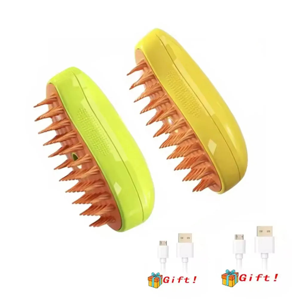Steamy Dog Brush Electric Spray Cat Hair Brush 3 In1 Dog Steamer Brush for Massage Pet Grooming Removing Tangled and Loose Hair