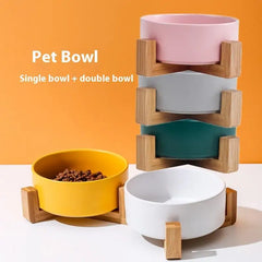 Ceramic Bowl Cat Dog Bowl Cat Food Bowl Cat Bowl Drinking Water Bowl Double Bowl Protection Cervical Spine Bowl Black Pet Bowl