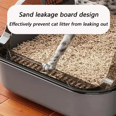 Cats Toilet Cat Litter Box Semi-enclosed High Side Splashproof Pet Bedpans with Litter Scoop Kitty Sandbox Cleaning Cat Supplies