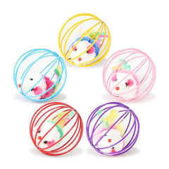 Cage Mouse Cat Toy Interactive Teaser Toy, Stimulate Furry Mouse Encourages Cats Natural Hunting