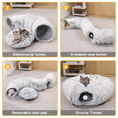 Winter Indoor Warm Plush Cat Bed Tunnel Play and Sleep Hide and Seek Cat Tunnel Play and Sleep Integrated Cat House Pet Nest