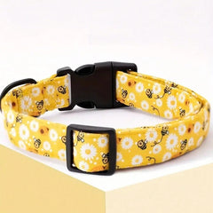 CP607/CP709--1pc pet collar with animal/dinosaur prints and pendants, adjustable twill fabric collar for dogs and cats.