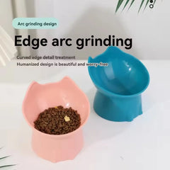 Elevated Cat Bowl Neck Protector Anti Vomiting Food Water Bowls for Indoor Cats Kittens Anti-Tip Plastic Raised Pet Feeding Dish