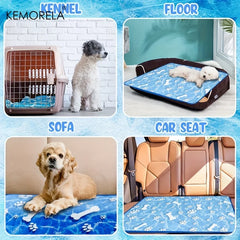 KEMORELA Large Dog Cooling Pad Self-Cooling Ice Silk Washable Pet Mat Comfortable Cooling Pad for Dogs And Cats during Summer