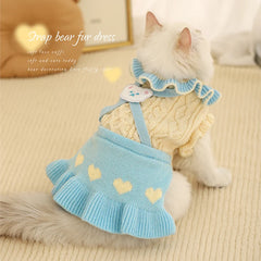 HOOPET Cat Clothes Cute Dress Winter Kitten Kitten Ragdoll Warm Winter Pet Sweet Sweater Dog Clothes Autumn and Winter Style