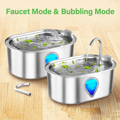 3.5L large capacity pet water dispenser automatic stainless steel cat water fountain with transparent window observe water level